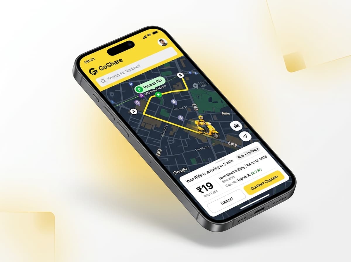 ShipRyd mobile application running on smartphone